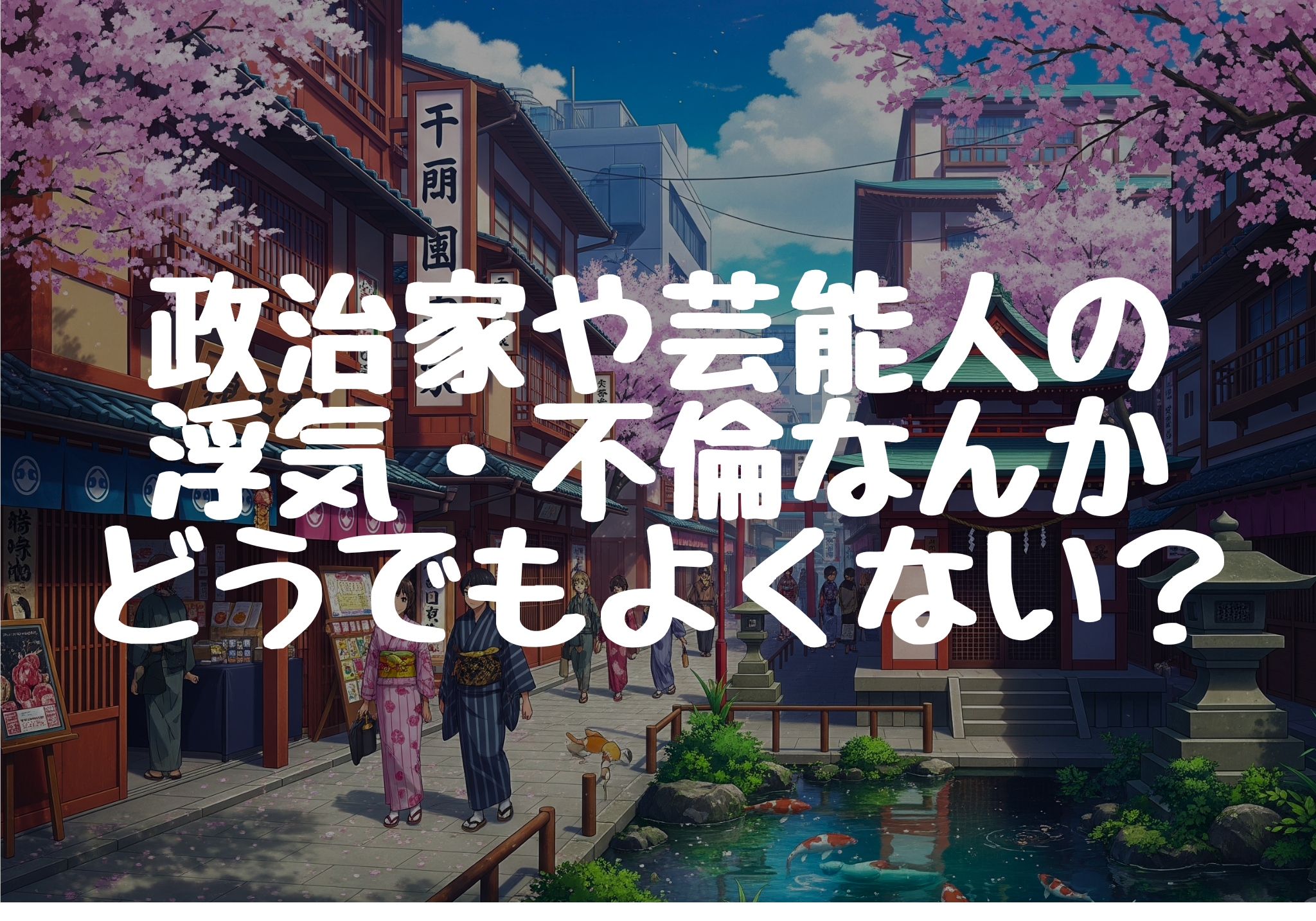 政治家や芸能人の浮気、不倫なんかどうでもよくないですか？